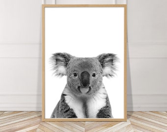 Impression de Koala, bébé Animal pépinière Art Print, Koala Printable Art, noir et blanc impression d’Art, noir et blanc chambre d’enfant décor, Digital Download