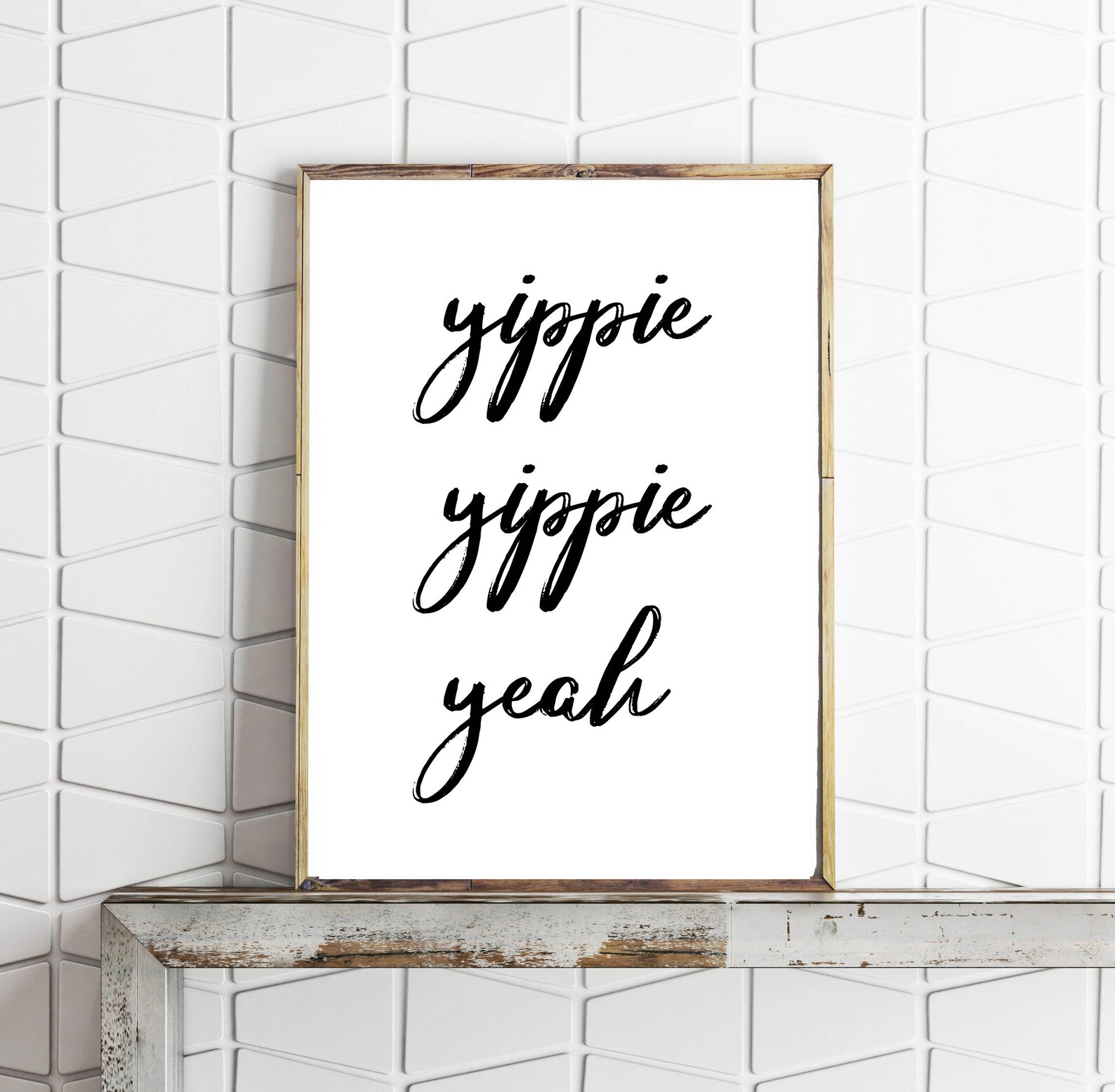 Yippie Yippie Yeah Typography Print, Digital Download, Lettering Print