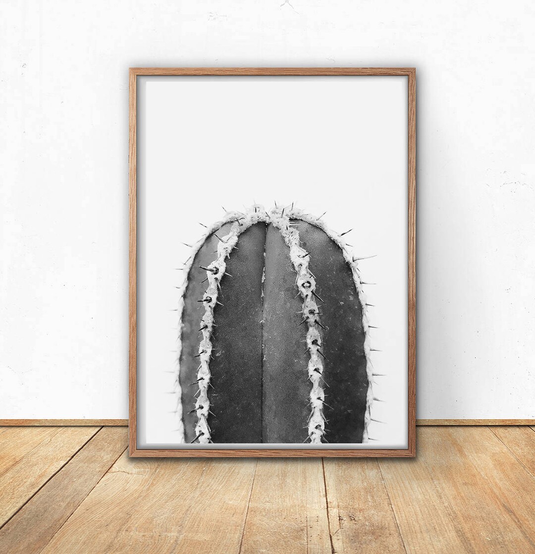 Black and White Cactus Print, Printable Art, Scandinavian Decor, Modern ...