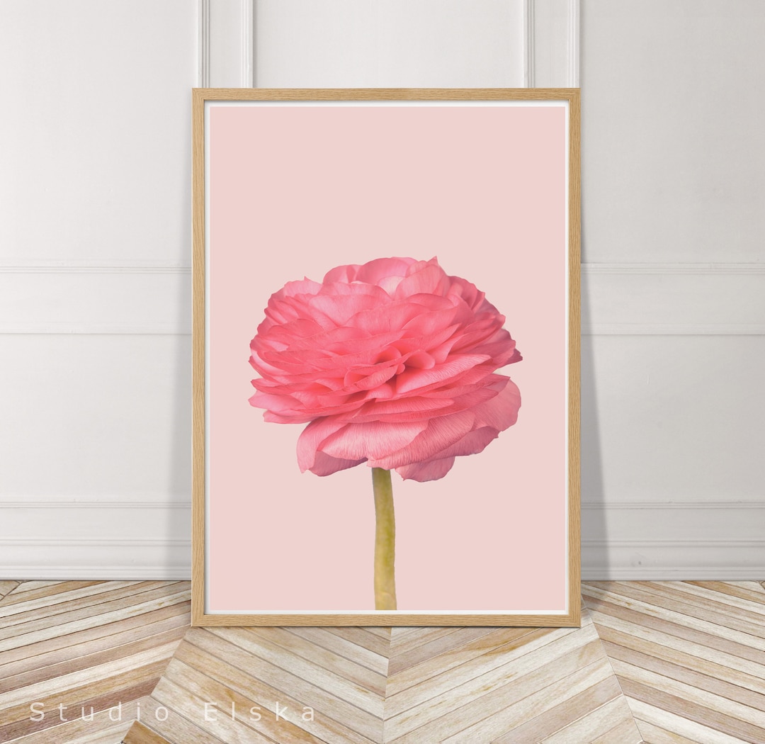 Pink Flower Print Pastel Pink Wall Art Digital Download Etsy