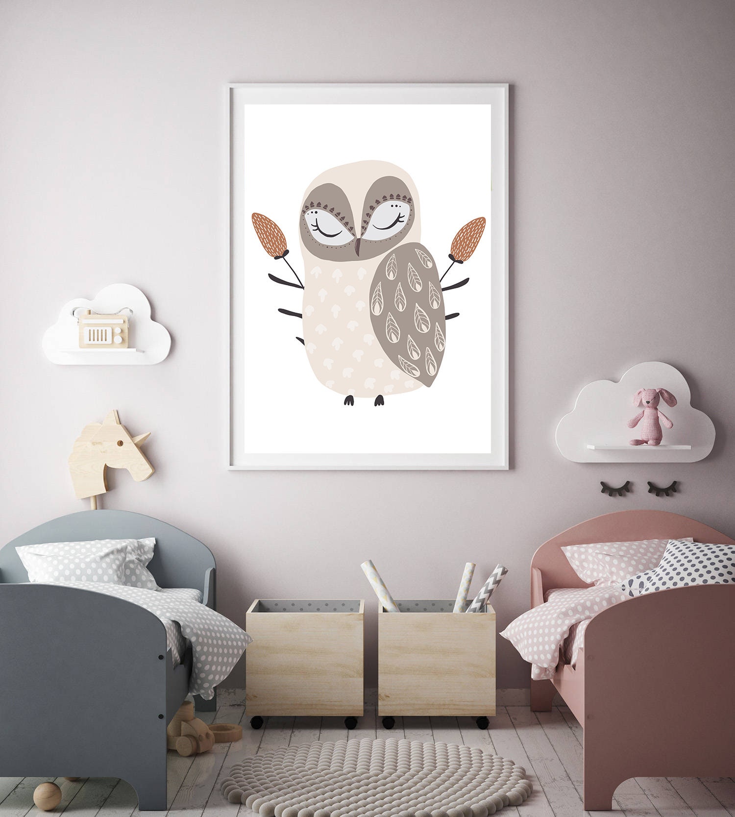 Woodland Owl Nursery Print, Digital Download, Cute Nursery Decor ...