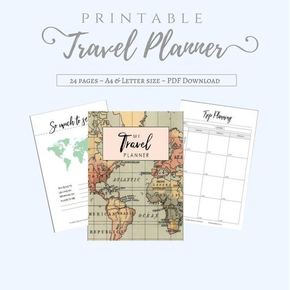 travel planner trip planner vacation planning packing list travel journal expense tracker trip itinerary a4 letter printable vacation travel planner