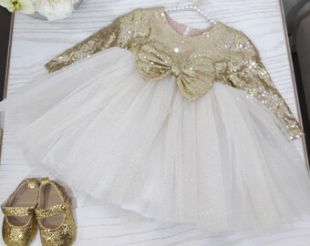 pink and gold baby dress