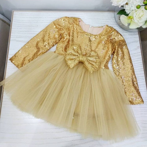 Girls Gold Dress Etsy