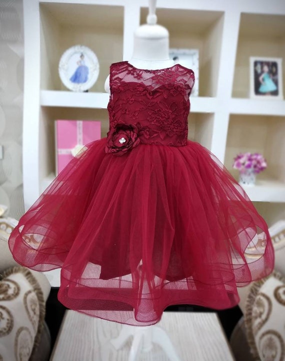 girls burgundy party dress