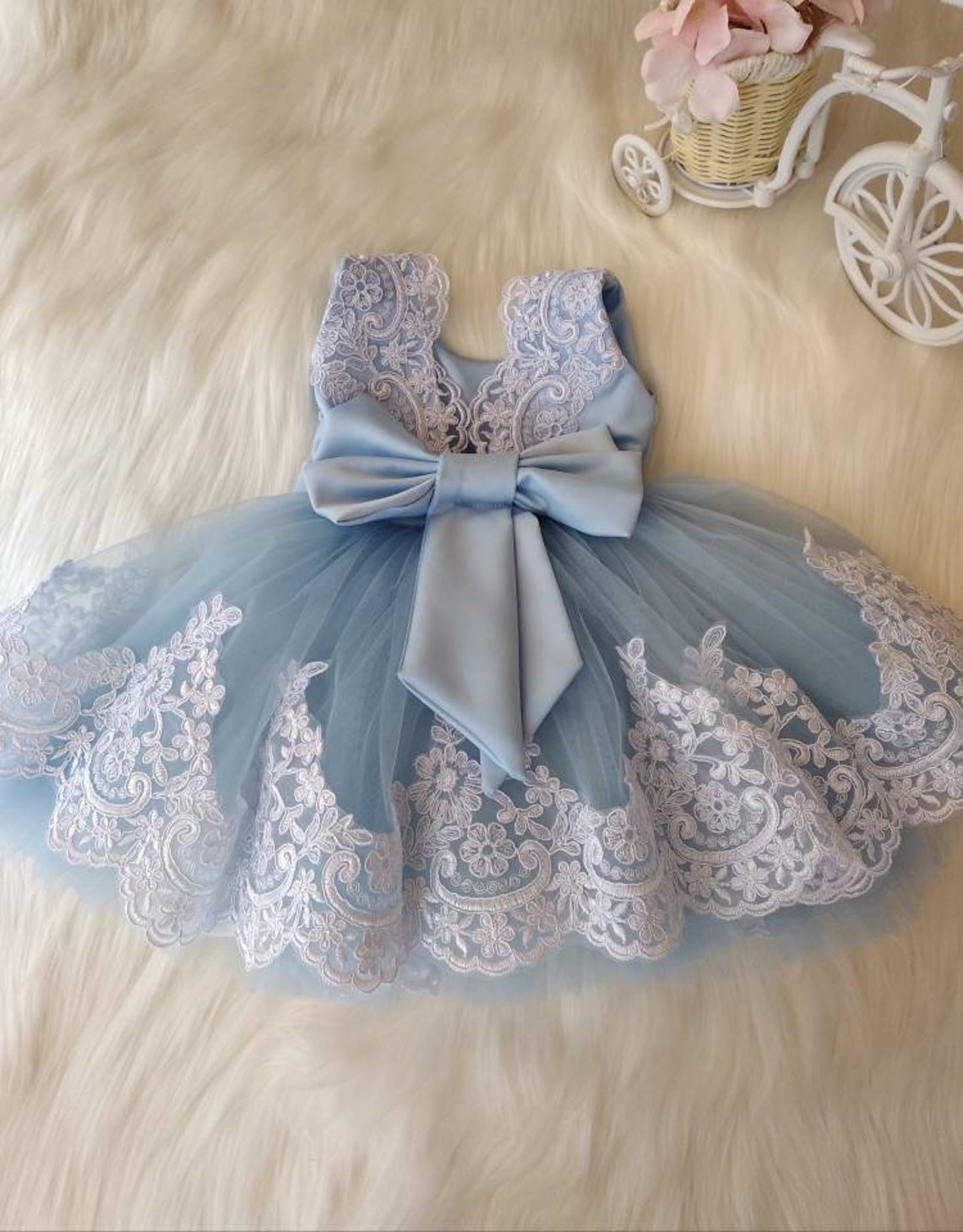 Girls Baby Blue Party Dress Girls Lace Tulle Dress Girls Etsy