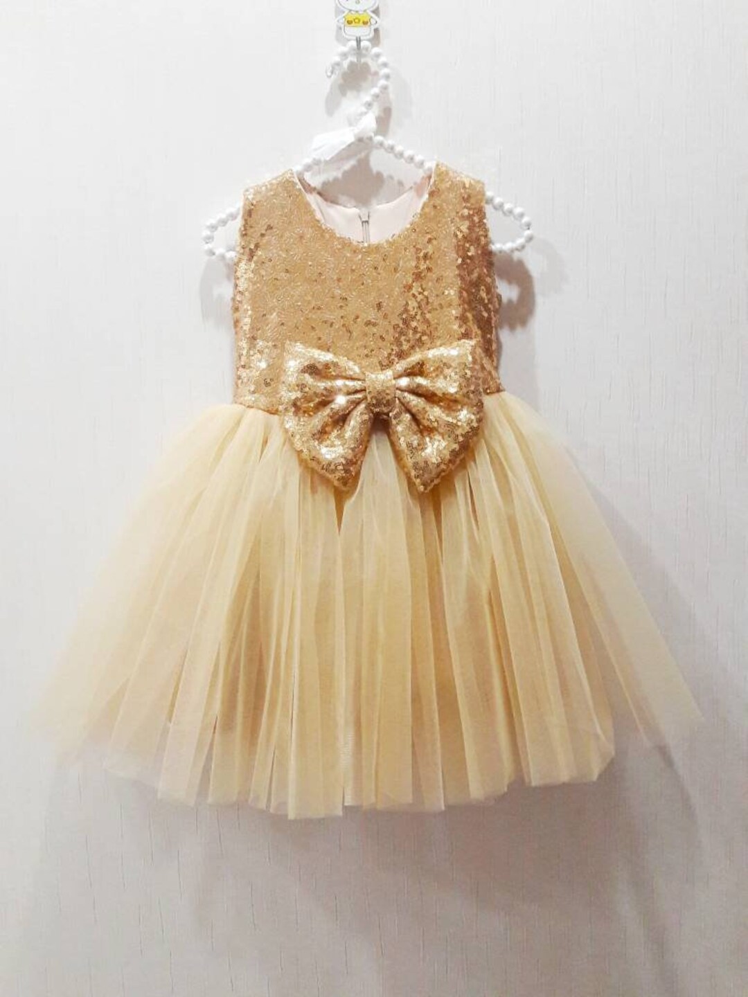 HOT ! Gold Sequin Dress Kids Flower Girl Dresses Gold Sequin Flower Girl  Dress Long Sleeve