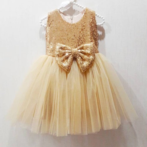 Girls Gold Sequin Dress Toddler Sparkle Dress 1st Birthday Etsy