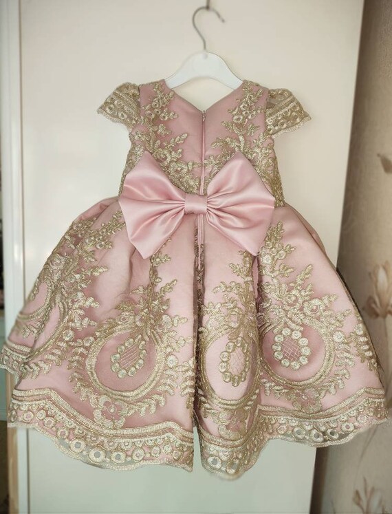 blush pink and gold dress