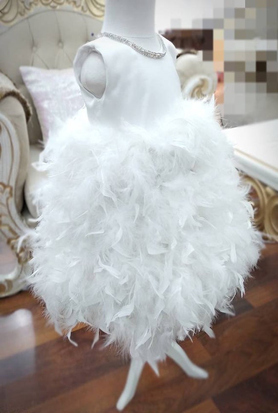 Viajero Cumplir Culo Vestido de plumas para niñas vestido de fiesta blanco para - Etsy España
