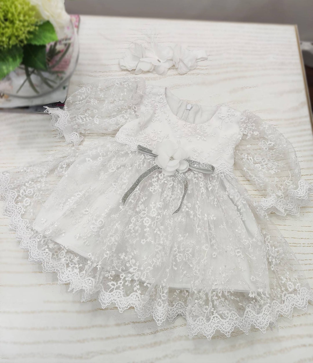 Newborn Girl White Lace Dress Baby Luxury Dress Coming Home Etsy