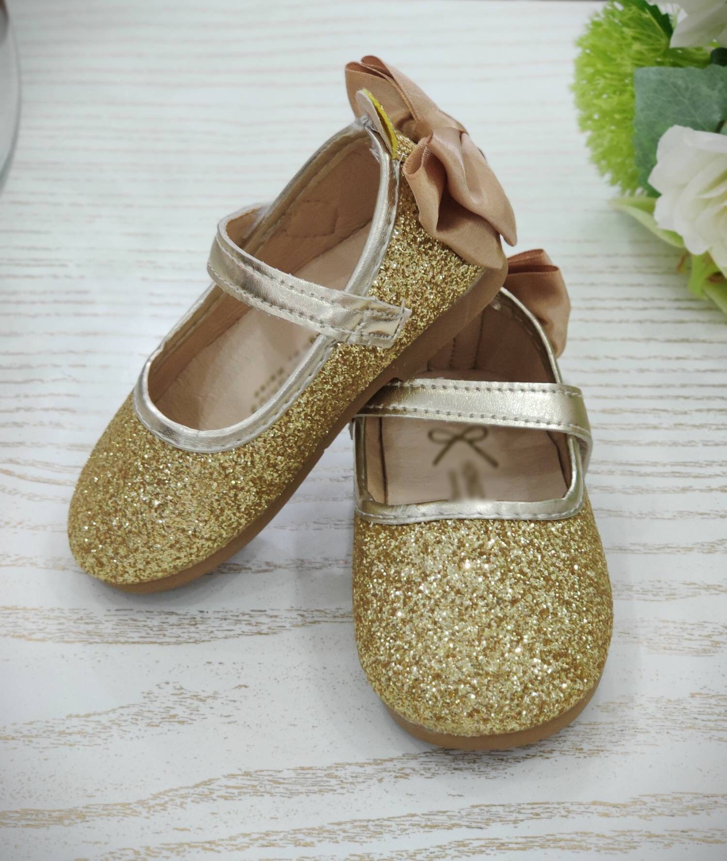 Girls gold sparkle shoes toddler girls shoes girls gold Etsy
