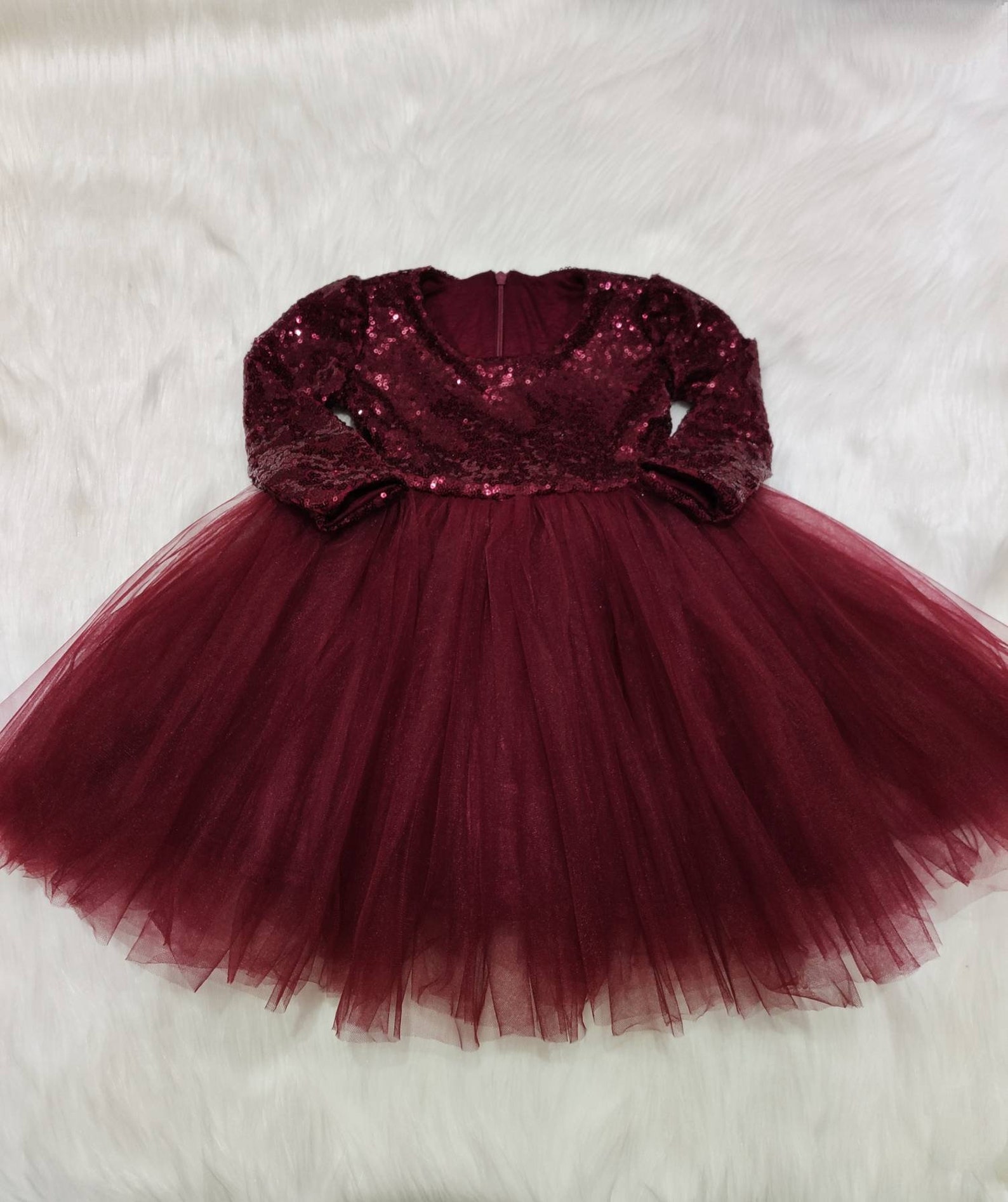 The Poppy - Girls Floral Dress - Burgundy