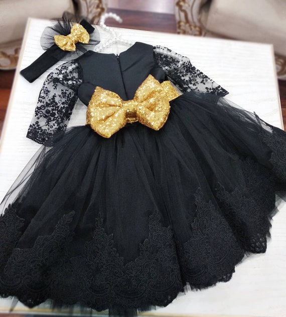 black and gold toddler dress
