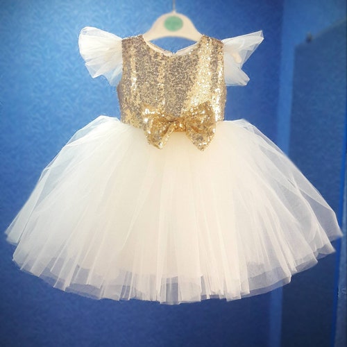 Girls Gold Sequin Dress Toddler Sparkle Dress 1st Birthday Etsy