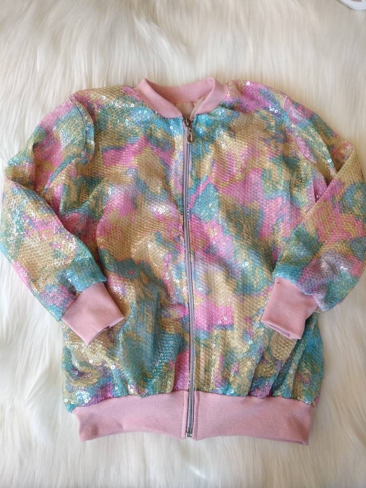 girls rainbow sequin jacket