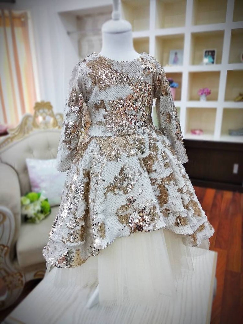 girls gold sequin dress