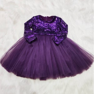 Girls Purple Sequin Dress Girls Long Sleeve Sequin Dress - Etsy