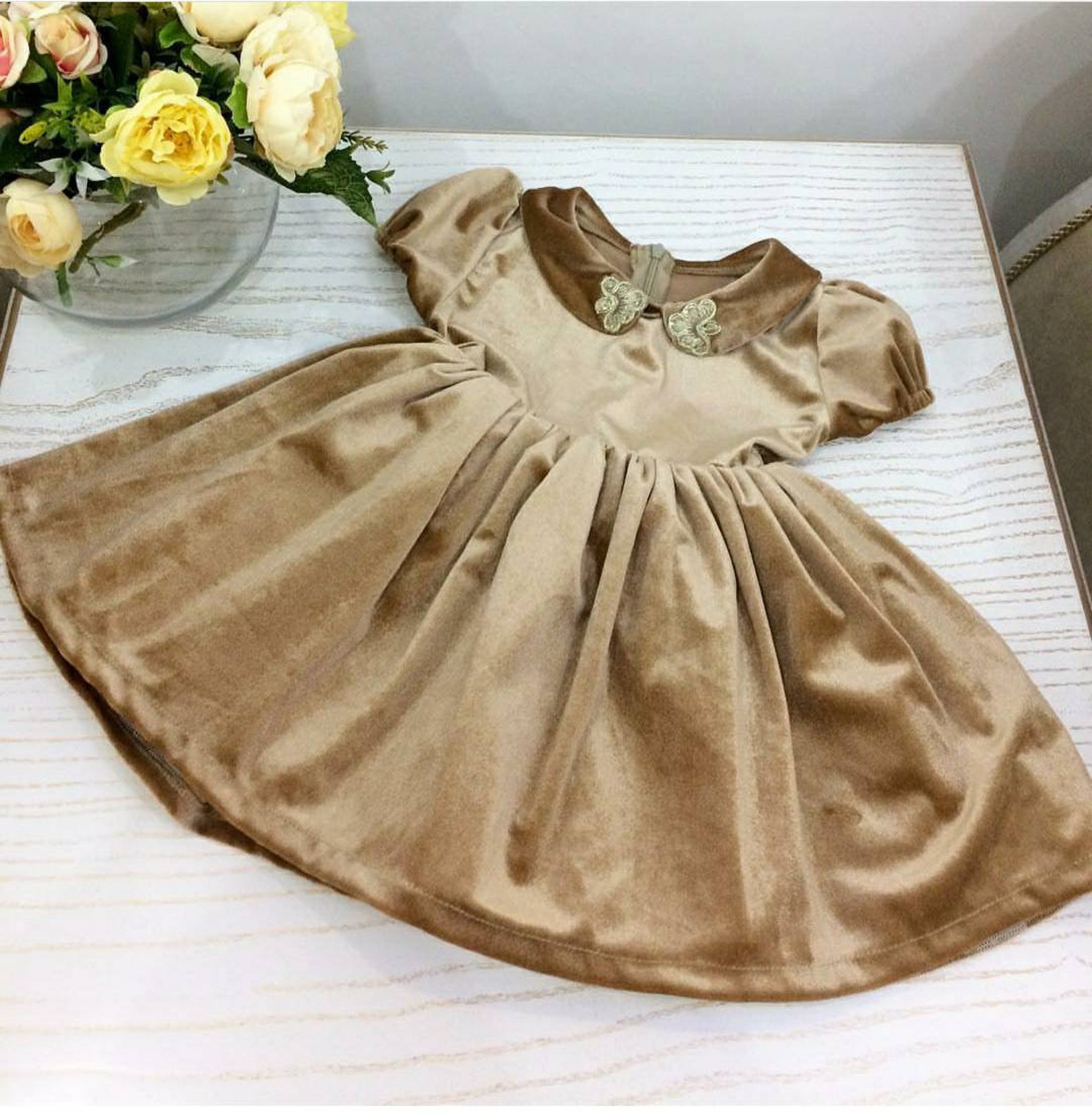 Girls Velour Dress Toddler Velvet Dress Baby Winter Gown Etsy