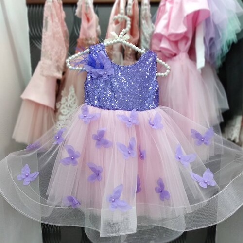 Butterfly Birthday Dress Baby Flower Girl Dress Girls Sequin Etsy