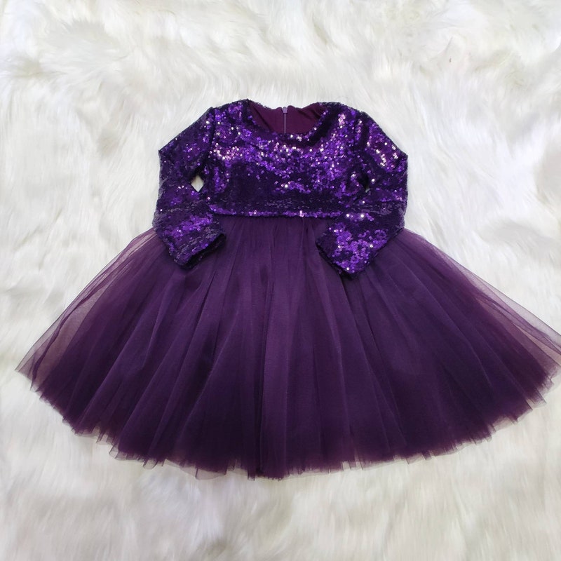 Girls Purple Tulle Sequin Dress main image 0