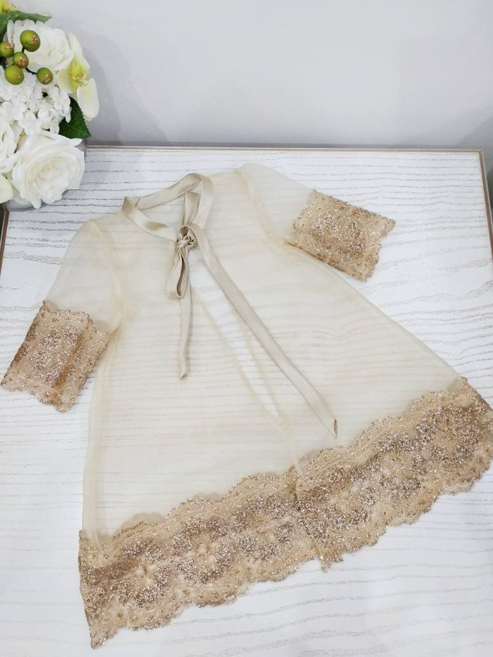 Girls Gold Cardigan Girls Champagne Organza Coat Girls Etsy