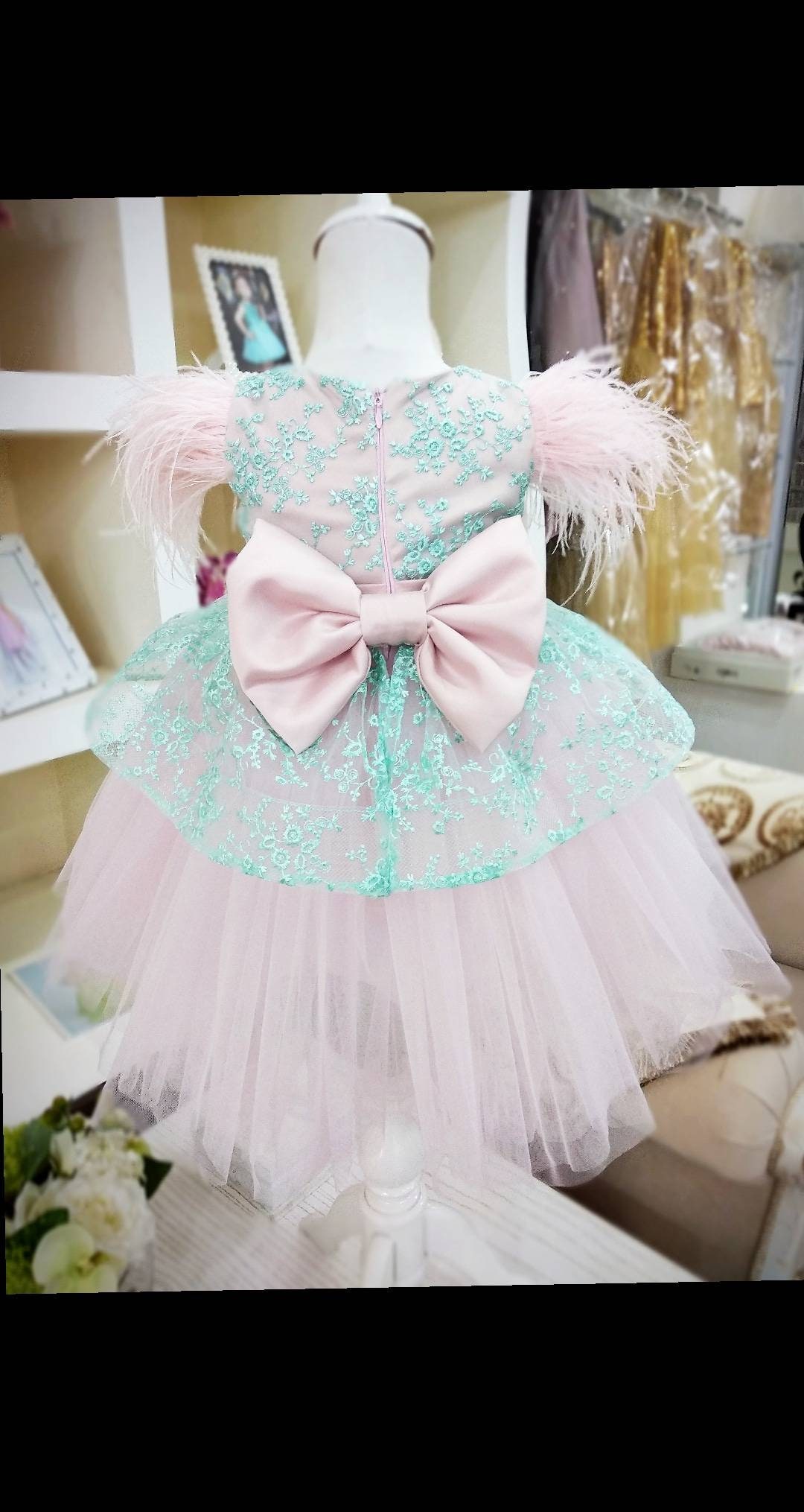 Kids Pink Tulle Party Dress GACH256 main image 0