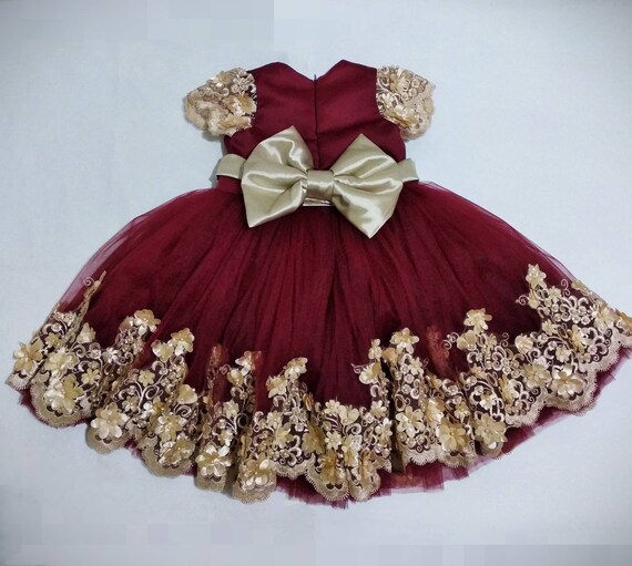 girls burgundy party dress