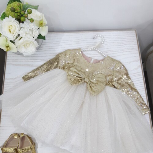Girls Gold Sequin Dress Toddler Sparkle Dress 1st Birthday Etsy