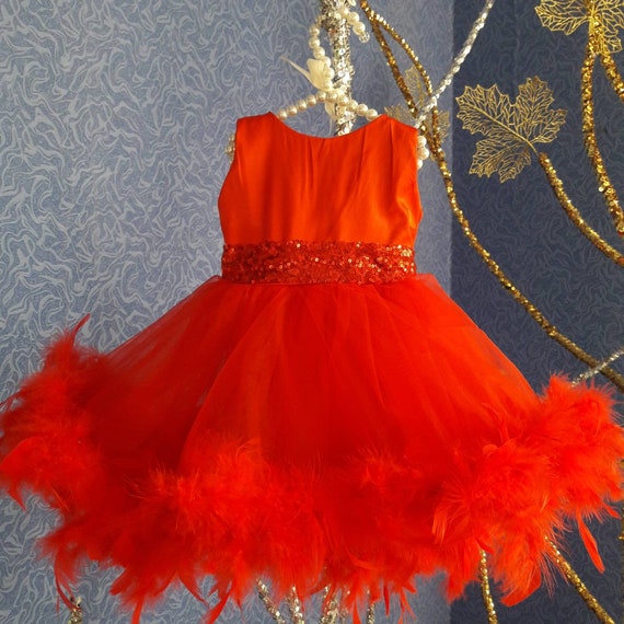 Girls Red Feather Dress Girls Party Dress Girls Sequin Feather Dress Baby Party Dress Girls Gold Sequin Dress Girls Red Birthday Dress Etsy Canada