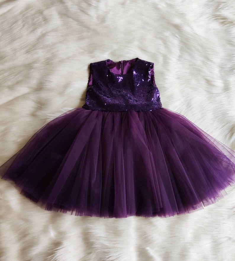 Purple Flower Girl Dress Toddler Purple Sequin Dress Girls | Etsy