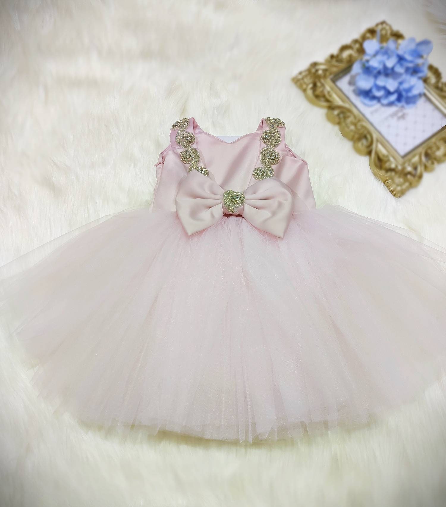 Girls Light Pink Party Dress With Rhinestones Pink Tulle - Etsy