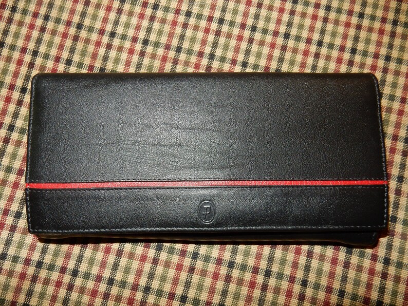 Pitt Leather Goods Vintage black and red wallet NEW! checkbook holder unused