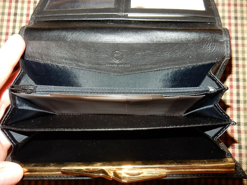 Pitt Leather Goods Vintage black and red wallet NEW! checkbook holder unused