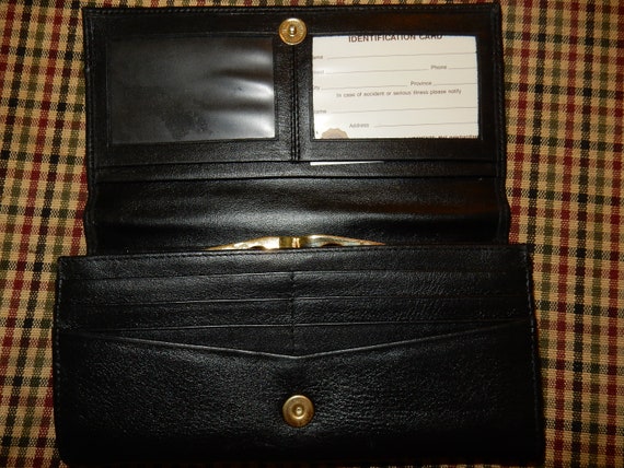 Pitt Leather Goods Vintage black and red wallet NEW! checkbook holder unused