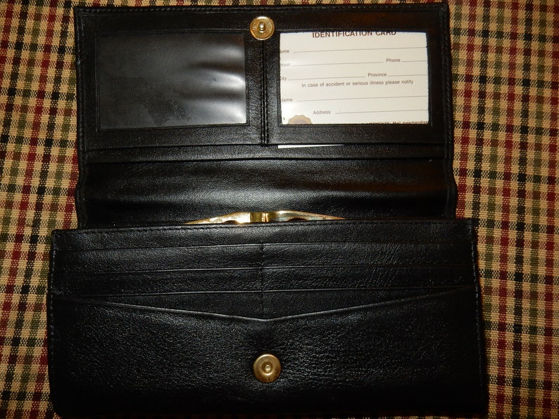 Pitt Leather Goods Vintage black and red wallet NEW! checkbook holder unused