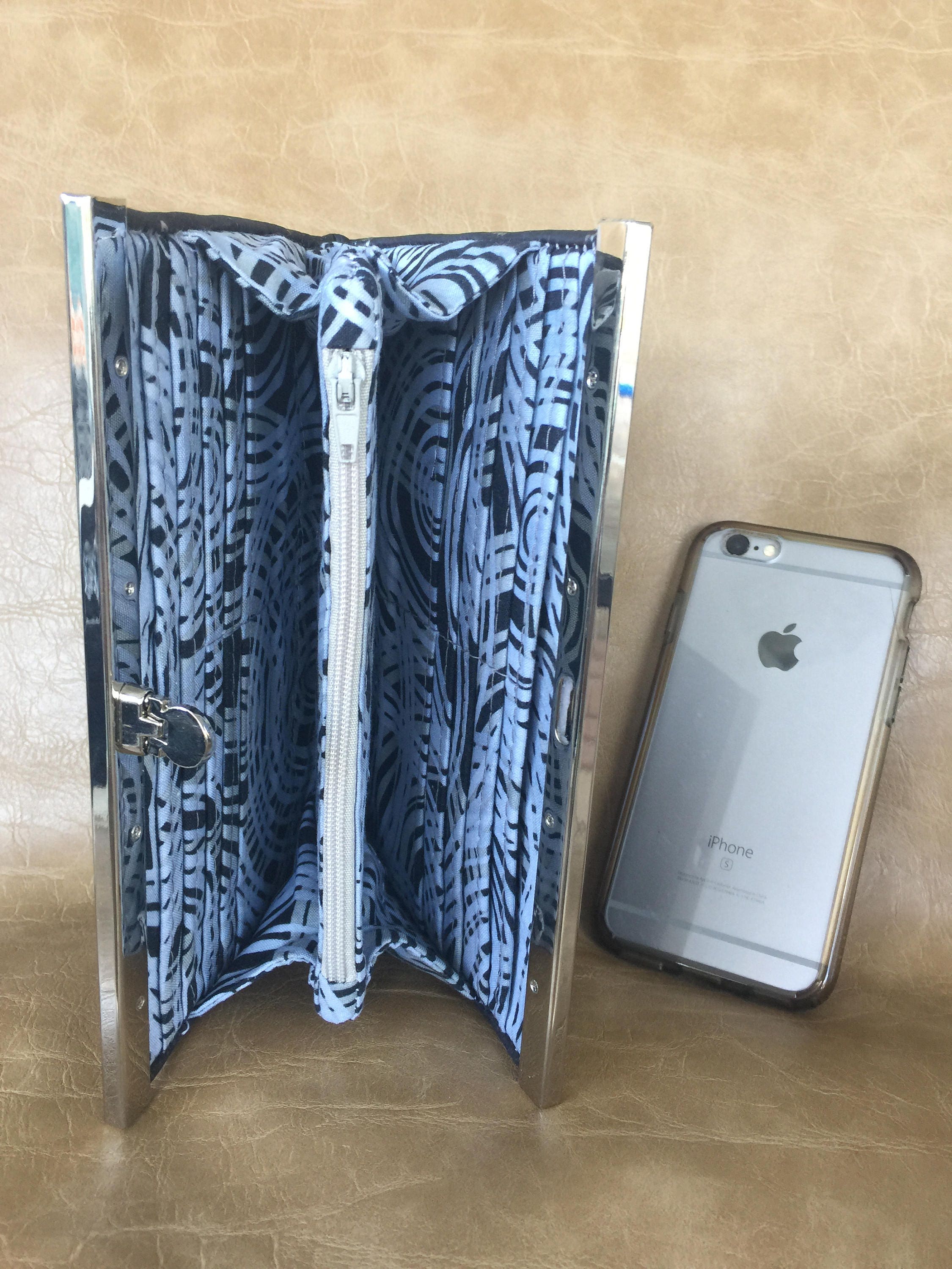 Cork Clutch Wallet, Cork Purse, Nickel Hardware, Black/silver, Frame