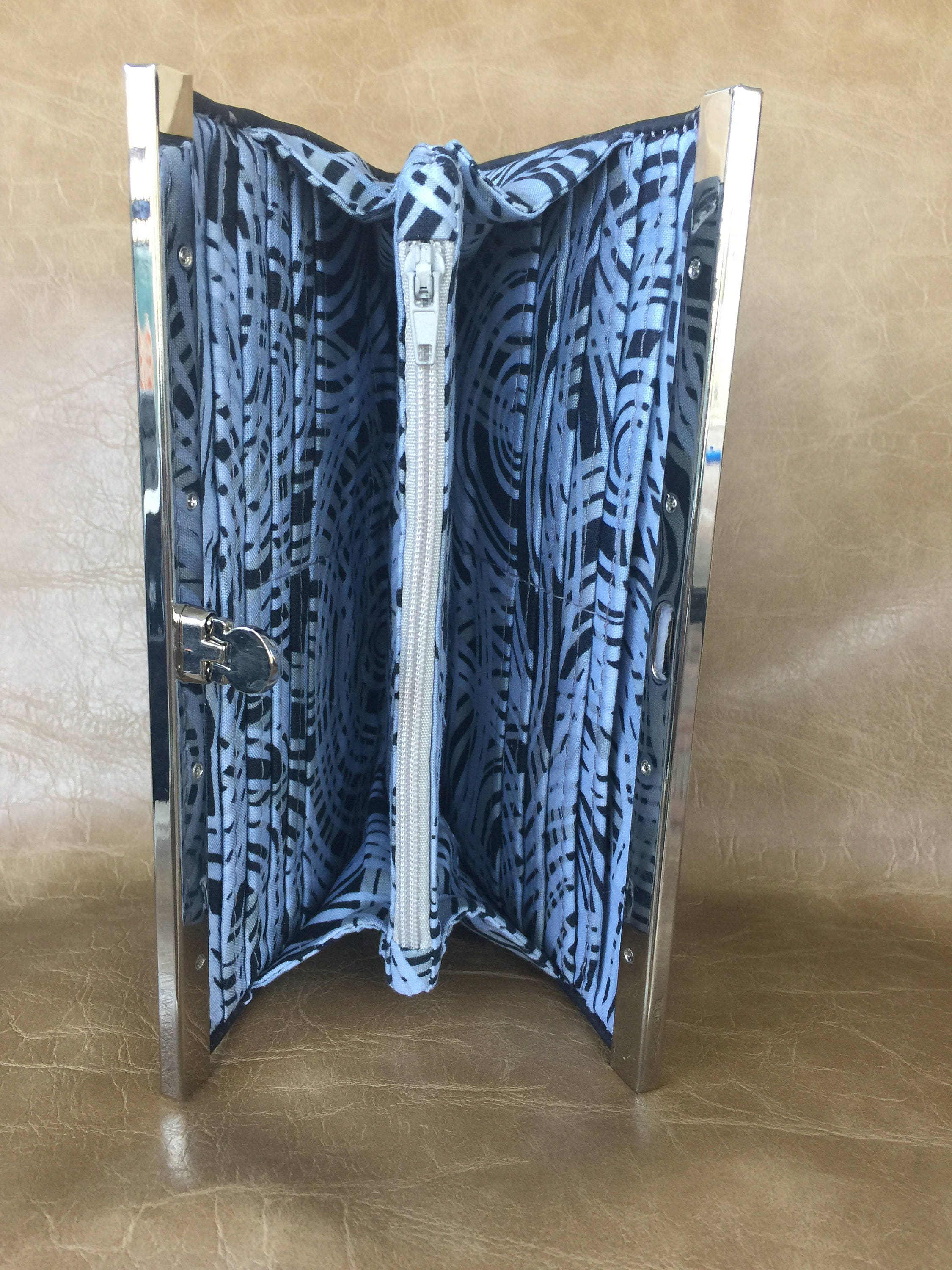 Cork Clutch Wallet, Cork Purse, Nickel Hardware, Black/silver, Frame