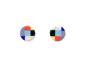 Nerikomi Multi Colored Porcelain Earring Studs