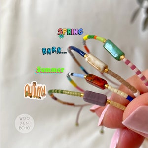 ANNA Four Season Color İnspiration Tiny Beaded Bracelet, Mixed Beaded Colorful Single Strand Adjustable Everyday Bracelet zdjęcie 1