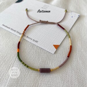 ANNA Four Season Color İnspiration Tiny Beaded Bracelet, Mixed Beaded Colorful Single Strand Adjustable Everyday Bracelet zdjęcie 7