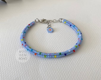 SADE Minimal Colorful Dots Design Handwoven Bracelet made of Genuine Miyuki Glass Beads, Sytlish Everyday Bangle gift Idea for her