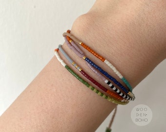 LUMINA Seasonal Colors Beaded Bracelet, Multi-row Stacking Bracelet For Her, Everyday Colorful Layering Bracelet, Thin Gold Beaded Bracelet