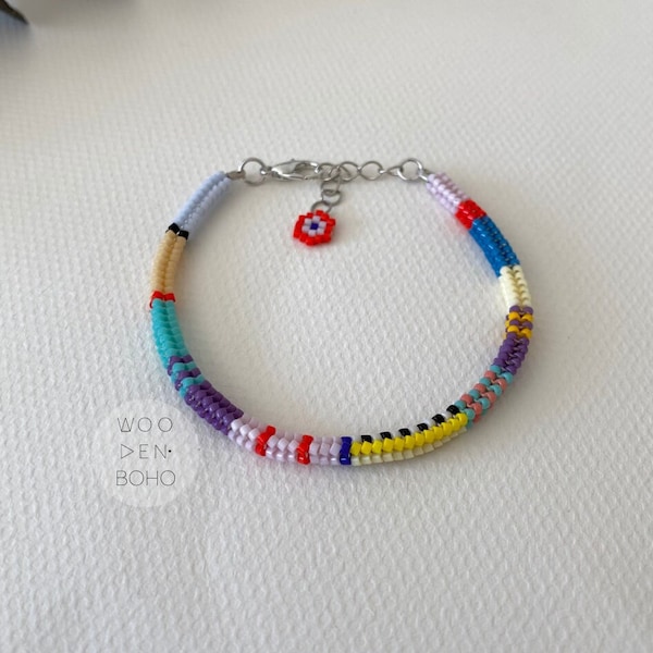 CARA Multicolor Perlenarmband für den täglichen Gebrauch, Handgewebtes Buntes Armband