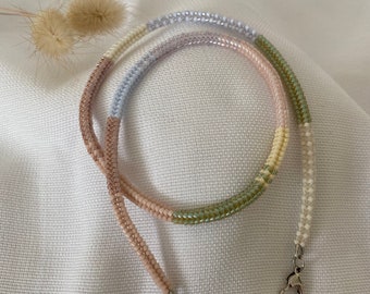 LILY Soft Colors Handwoven Beaded Necklaces, Aesthetic Miyuki Pearl Necklace, Boho Chic Snake Choker Nacklace