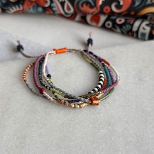 BALAT Miyuki Beaded Bracelet: Autumn Colors, Adjustable 5-Row Stack