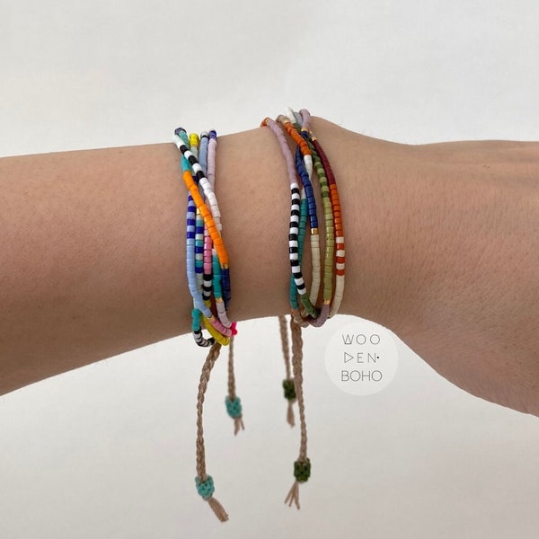 LUMINA Colorful Festival Bracelets / Multicolor Adjustable Layer Bracelets / Stacking Bracelets / Stylish Beaded Bracelets