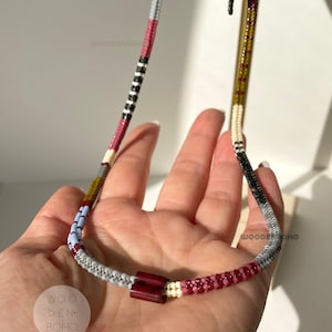 ELECTRA Dark Aesthetic Beaded Snake Necklace with glass bead pendant handwoven necklace gift for her