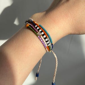 BALAT Seasonal Colors Mix Beaded Multi-row Bracelet  Stacking Bracelet For Her Everyday Colorful Layering Bracelet Thin Gold Beaded Bracelet