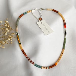 IVY Handwoven Miyuki Beaded Necklace, Fall Color Retro Style